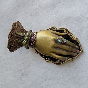 Jay Strongwater brass, enamel and Swarovski crystal note holder.  Autographed